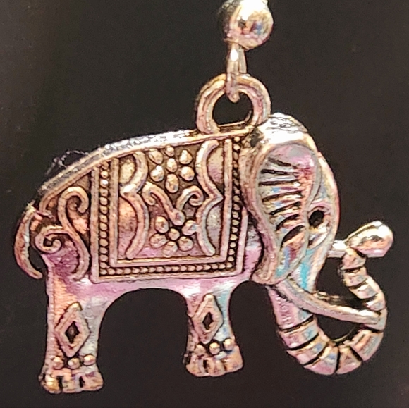 Ornate Silver Elephant Earrings Indian Elephant Earrings NWT - Picture 10 of 10